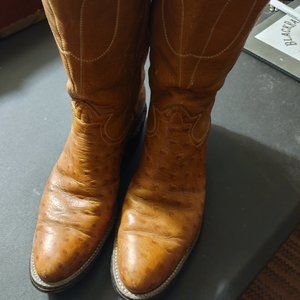 Tony Lama Kid's Caramel Ostrich Boots